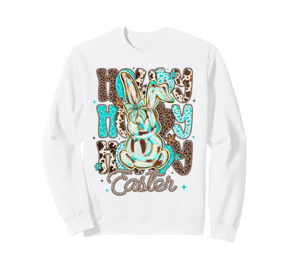 Cowhide Leopard Blue Turquoise Sweatshirt - Casual Everyday Wear Unisex - T-Shirt, Sweatshirt, Hoodie