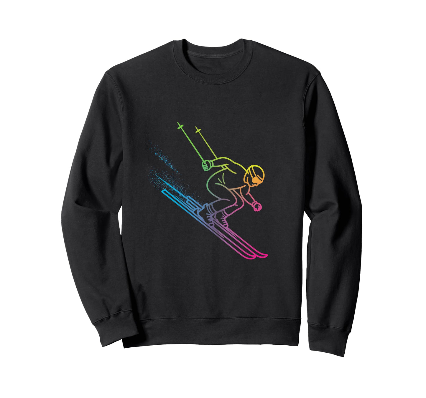Vaporwave Skier Rainbow Gradient Sweatshirt - Casual Everyday Wear Unisex - T-Shirt, Sweatshirt, Hoodie