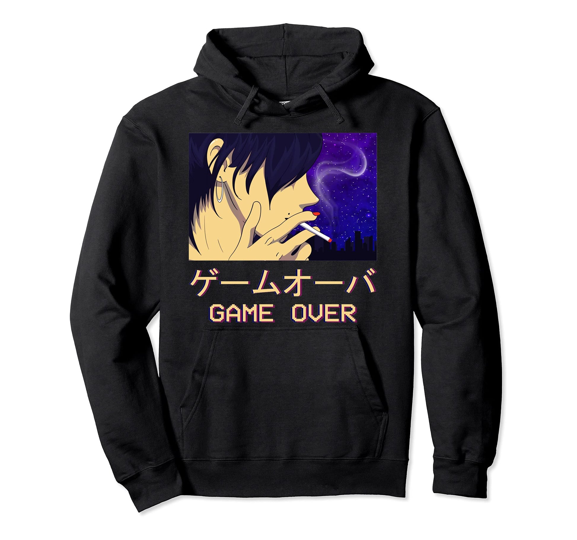Game Over Aesthetic Anime Waifu Hoodie - Unique Graphic for Adults - T-Shirt, Sweatshirt, Hoodie