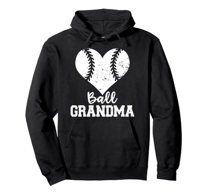 Ball Grandma Funny Baseball Grandma Hoodie - Minimalist Print for Adults - T-Shirt, Sweatshirt, Hoodie