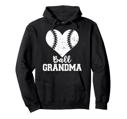 Ball Grandma Funny Baseball Grandma Hoodie - Minimalist Print for Adults - T-Shirt, Sweatshirt, Hoodie