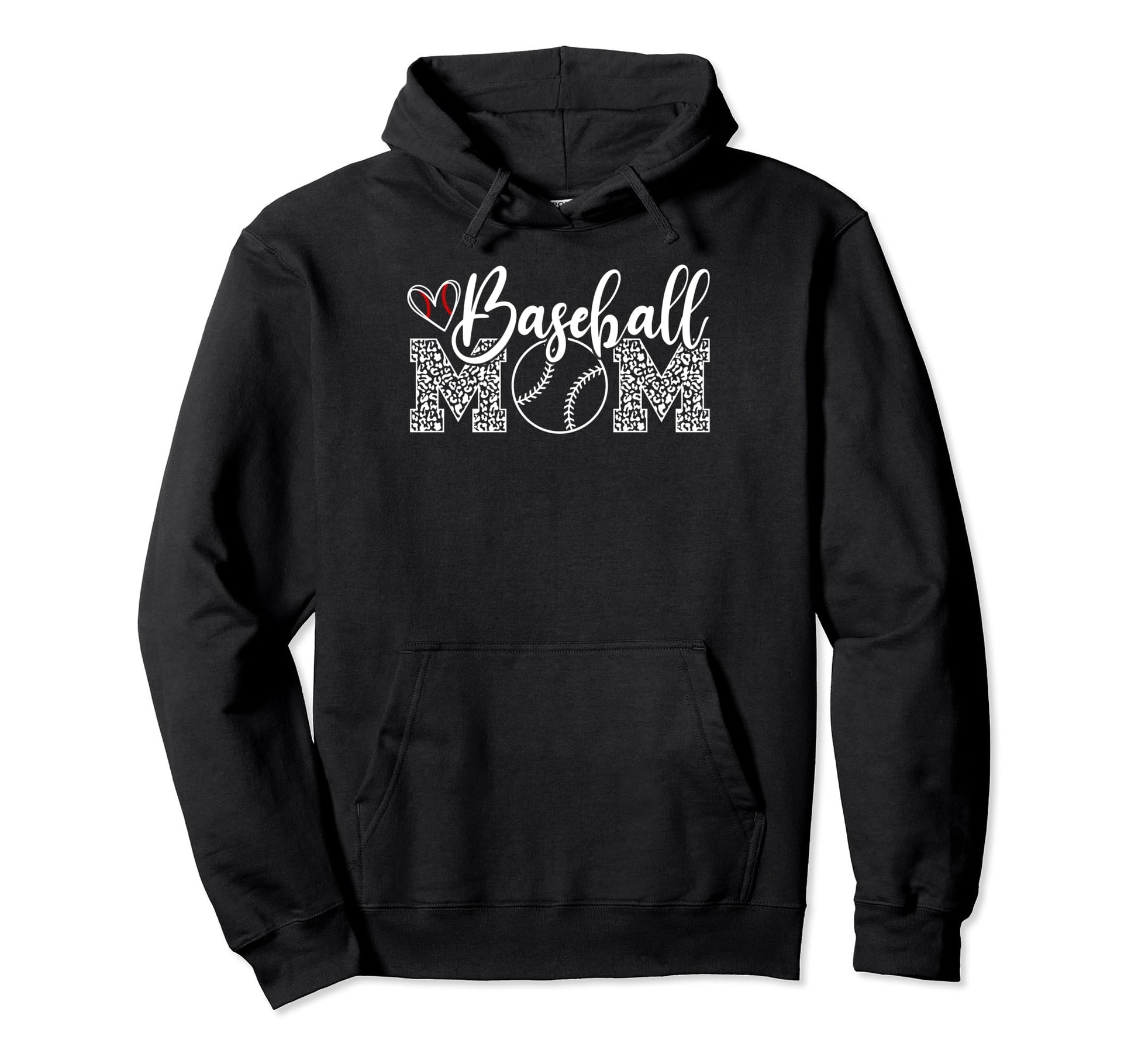 Baseball Mom Leopard Game Day Funny Mothers Hoodie - Trendy Graphic Unisex - T-Shirt, Sweatshirt, Hoodie