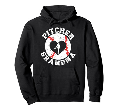 Baseball Pitcher Grandma Baseball Hoodie - Aesthetic Graphic for Adults - T-Shirt, Sweatshirt, Hoodie