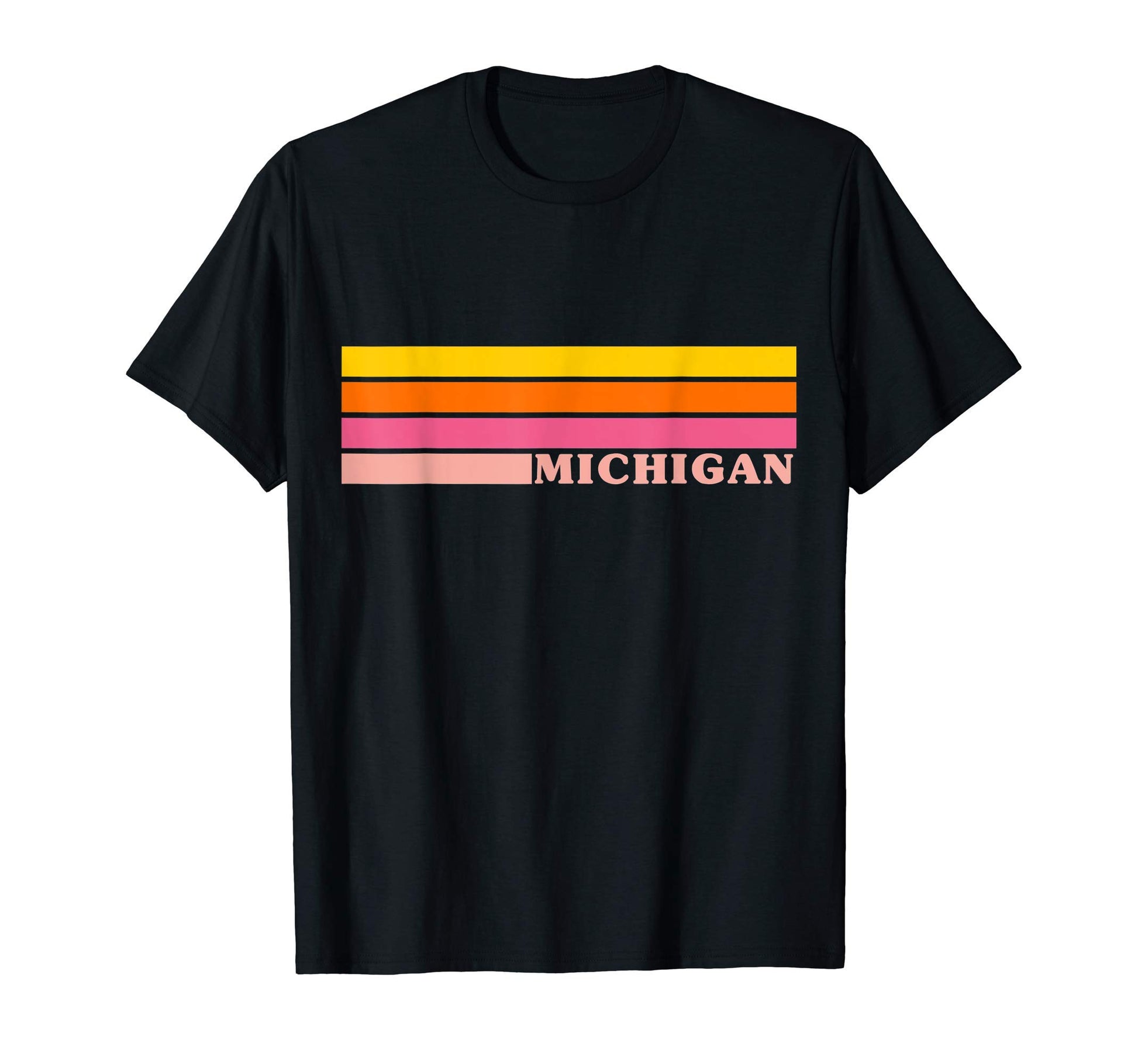 State Michigan Colorful 70S Stripes T-Shirt - Streetwear Style Men Women - T-Shirt, Sweatshirt, Hoodie