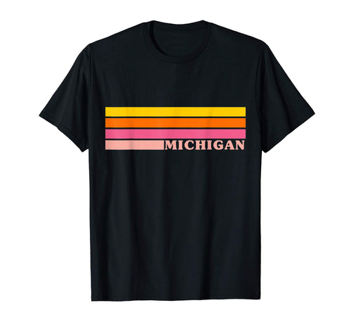 State Michigan Colorful 70S Stripes T-Shirt - Streetwear Style Men Women - T-Shirt, Sweatshirt, Hoodie