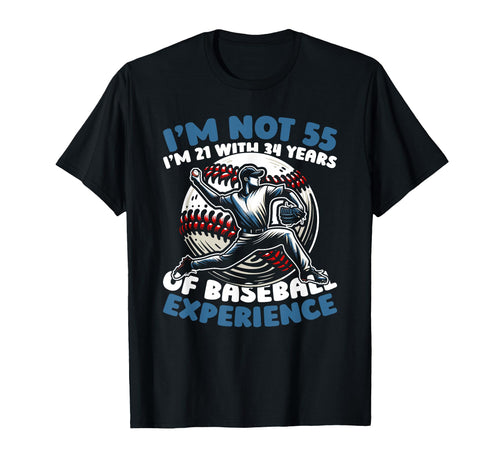 55 Years Old Baseball Player Team T-Shirt - Minimalist Print for Adults - T-Shirt, Sweatshirt, Hoodie