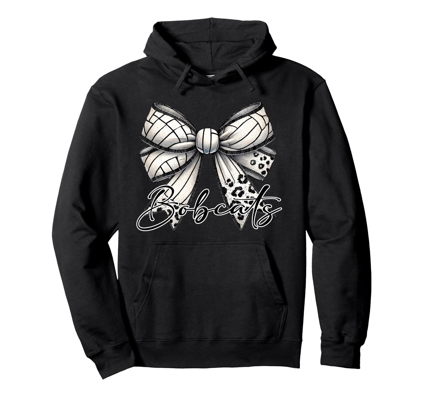 Bobcats Volleyball Mom Coquette Bow Hoodie - Aesthetic Graphic Unisex - T-Shirt, Sweatshirt, Hoodie