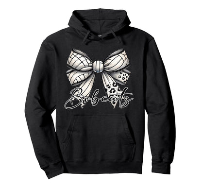 Bobcats Volleyball Mom Coquette Bow Hoodie - Aesthetic Graphic Unisex - T-Shirt, Sweatshirt, Hoodie