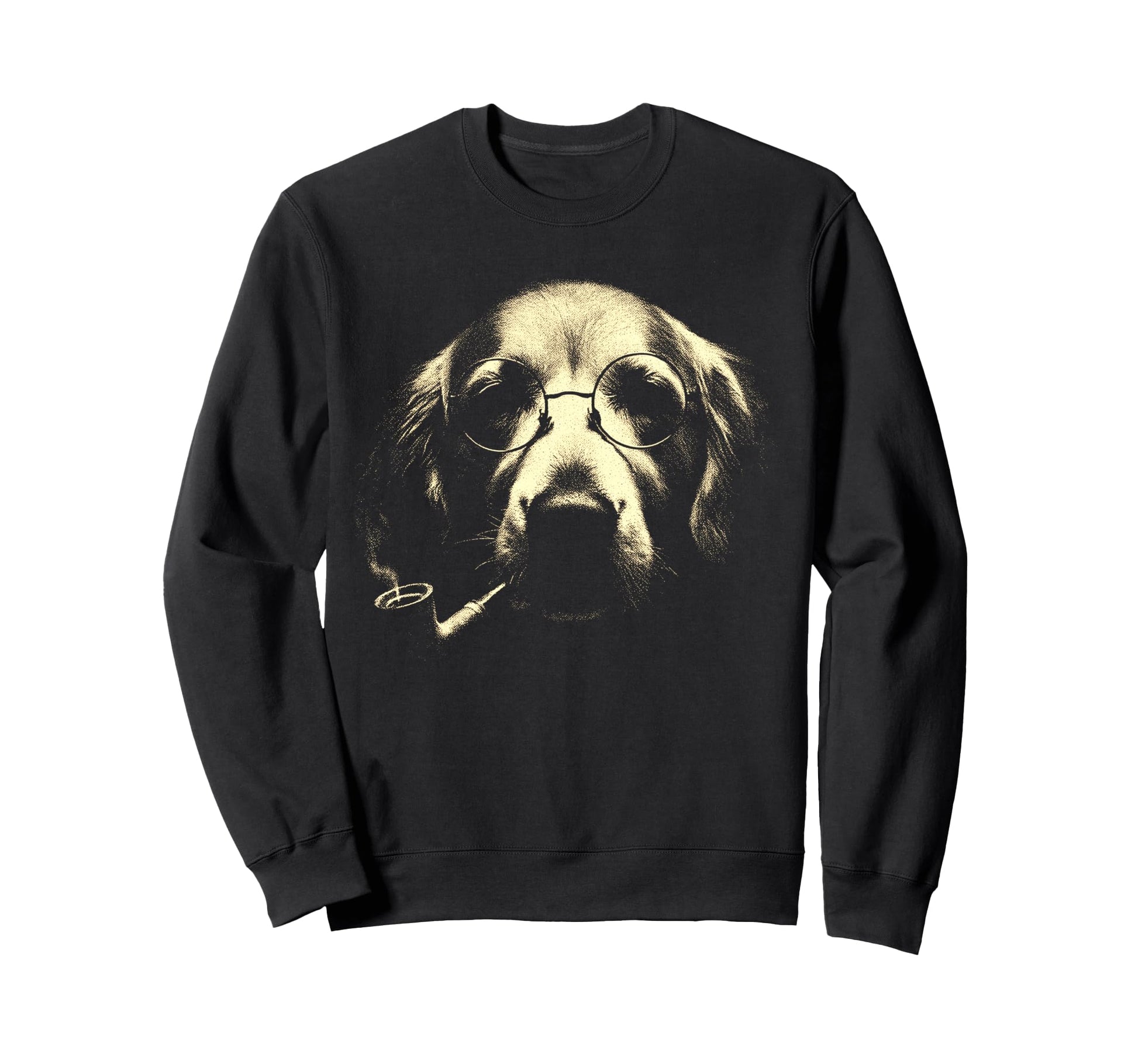 Golden Retriever Glasses Smoking Sweatshirt - Minimalist Print Men Women - T-Shirt, Sweatshirt, Hoodie