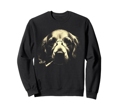 Golden Retriever Glasses Smoking Sweatshirt - Minimalist Print Men Women - T-Shirt, Sweatshirt, Hoodie