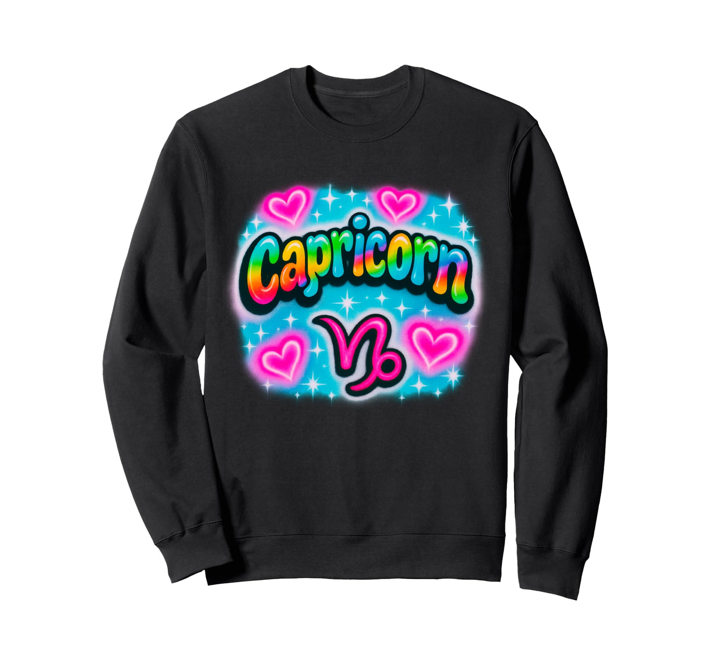 Capricorn Zodiac Rainbow Airbrush Sweatshirt - Graphic Print Men Women - T-Shirt, Sweatshirt, Hoodie