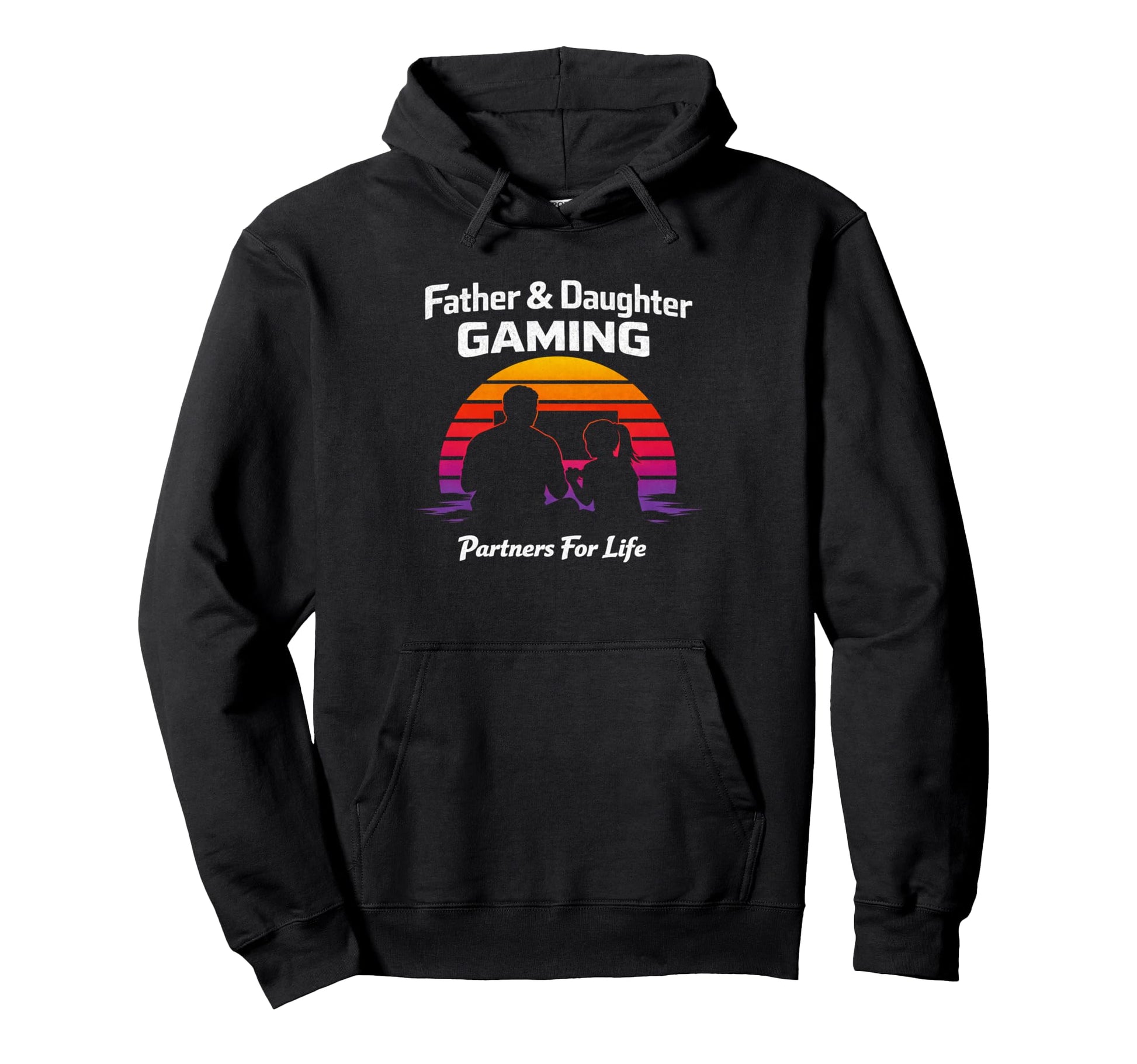 Father And Daughter Gaming Partners Hoodie - Minimalist Print for Adults - T-Shirt, Sweatshirt, Hoodie