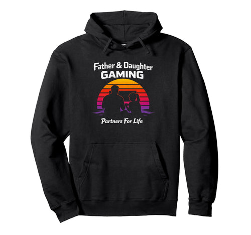 Father And Daughter Gaming Partners Hoodie - Minimalist Print for Adults - T-Shirt, Sweatshirt, Hoodie