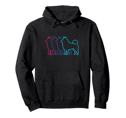 Shiba Inu Silhouette Synthwave Hoodie - Novelty Apparel for Adults - T-Shirt, Sweatshirt, Hoodie