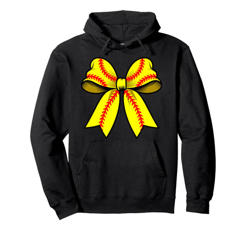 Softball Coquette Bow Funny Softball Mom Hoodie - Unique Graphic Unisex - T-Shirt, Sweatshirt, Hoodie