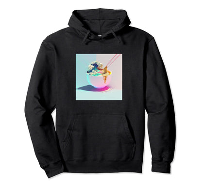 Vaperwave Aesthetic Glitch Ramen Hoodie - Custom Art Print for Adults - T-Shirt, Sweatshirt, Hoodie
