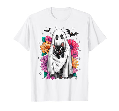 Boho Halloween Cat Ghost Spooky Mama T-Shirt - Aesthetic Graphic Men Women - T-Shirt, Sweatshirt, Hoodie