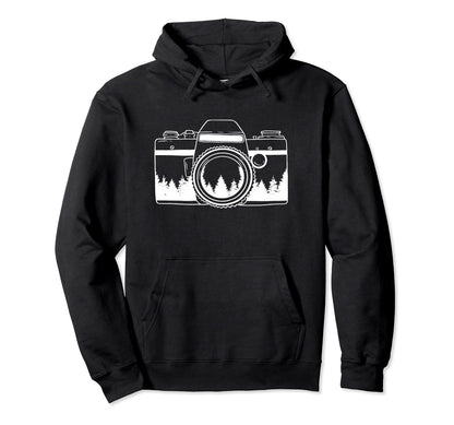 Photographer Camera Trees Nature Photography Hoodie - Unique Graphic Unisex - T-Shirt, Sweatshirt, Hoodie