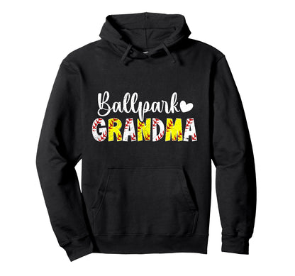 Ballpark Grandma Proud Baseball Hoodie - Novelty Apparel Men Women - T-Shirt, Sweatshirt, Hoodie
