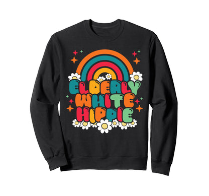 Elderly White Hippie Groovy Flower 60S Sweatshirt - Graphic Print Unisex - T-Shirt, Sweatshirt, Hoodie