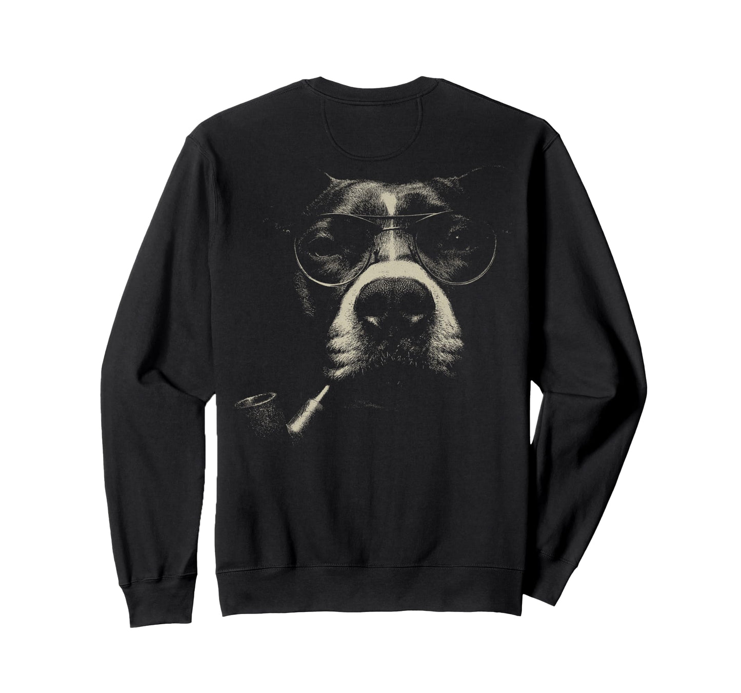 Pitbull Smoking Pipe Glasses Grunge Sweatshirt - Trendy Graphic Unisex - T-Shirt, Sweatshirt, Hoodie