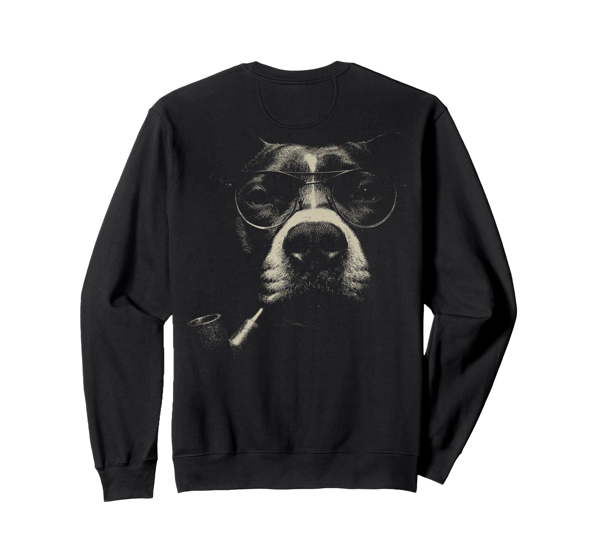 Pitbull Smoking Pipe Glasses Grunge Sweatshirt - Trendy Graphic Unisex - T-Shirt, Sweatshirt, Hoodie