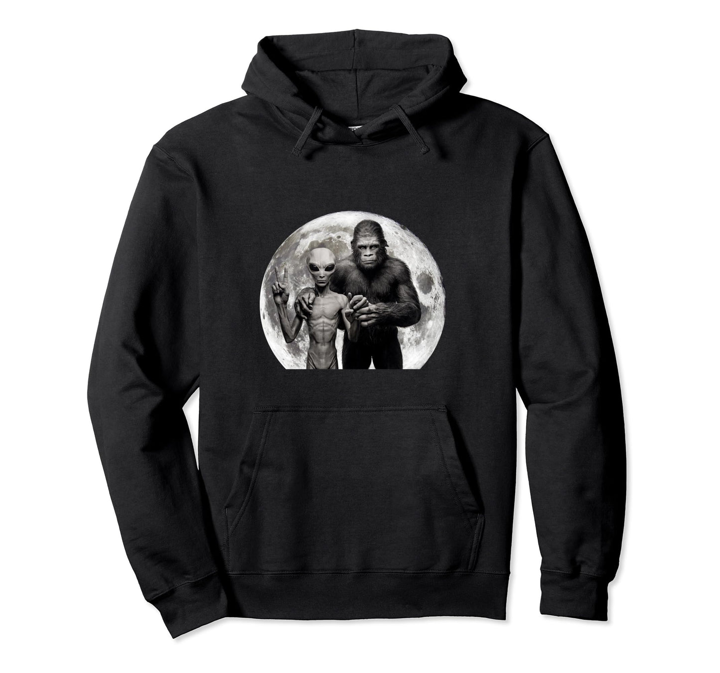 Alien Bigfoot Moon Sasquatch Ufo Hoodie - Streetwear Style Unisex - T-Shirt, Sweatshirt, Hoodie