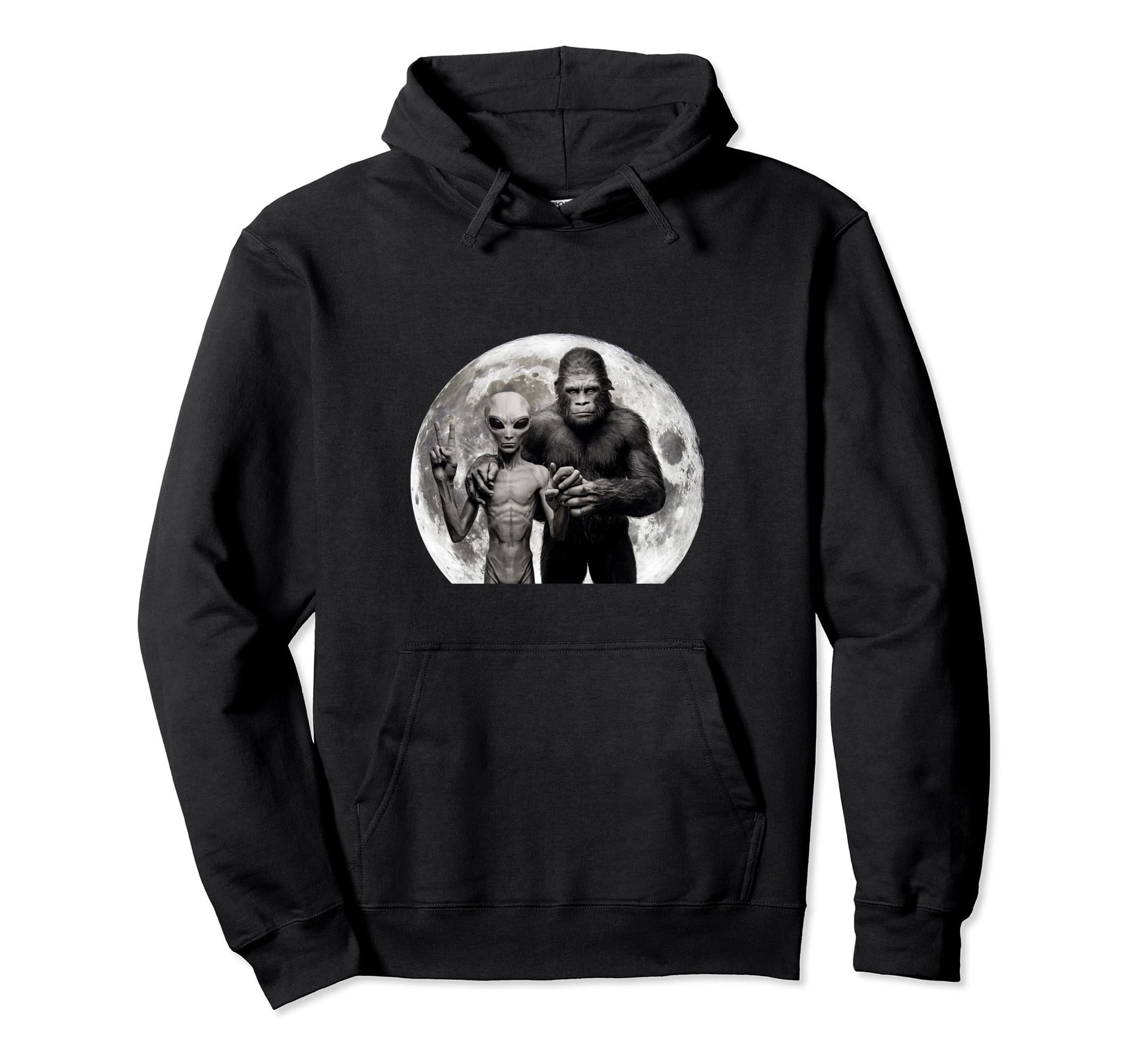 Alien Bigfoot Moon Sasquatch Ufo Hoodie - Streetwear Style Unisex - T-Shirt, Sweatshirt, Hoodie