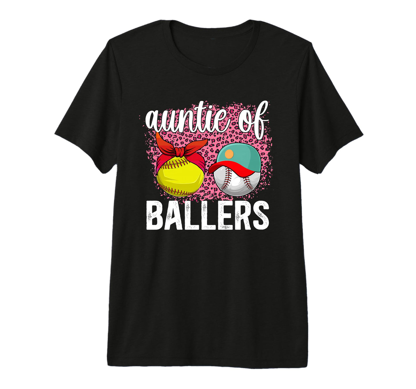 Auntie Ballers Leopard Softball T-Shirt - Minimalist Print for Adults - T-Shirt, Sweatshirt, Hoodie