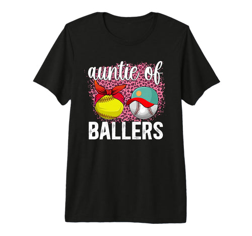 Auntie Ballers Leopard Softball T-Shirt - Minimalist Print for Adults - T-Shirt, Sweatshirt, Hoodie