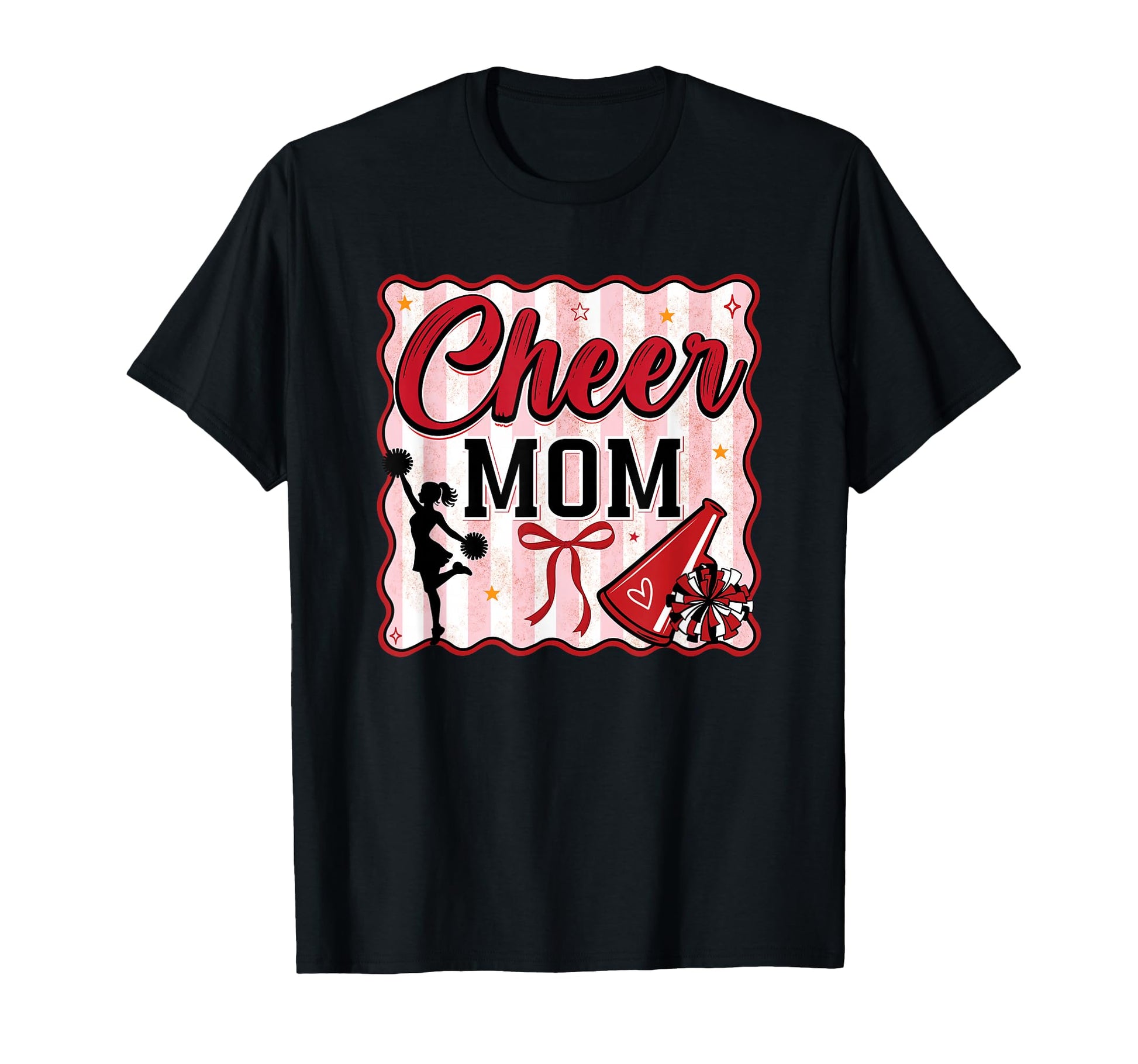 Preppy Stripe Cheer Mom Mommy T-Shirt - Trendy Graphic Men Women - T-Shirt, Sweatshirt, Hoodie