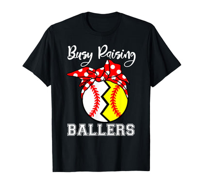 Busy Raising Ballers Funny Softball T-Shirt - Custom Art Print for Adults - T-Shirt, Sweatshirt, Hoodie