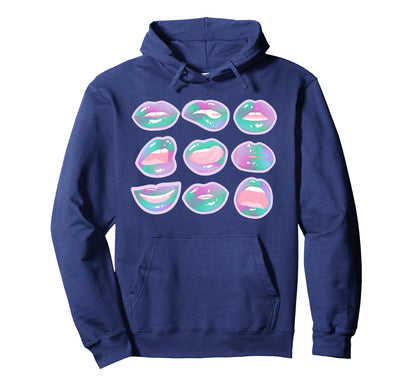 Colorful Rainbow Lips Collection Rainbow Hoodie - Unique Graphic Unisex - T-Shirt, Sweatshirt, Hoodie