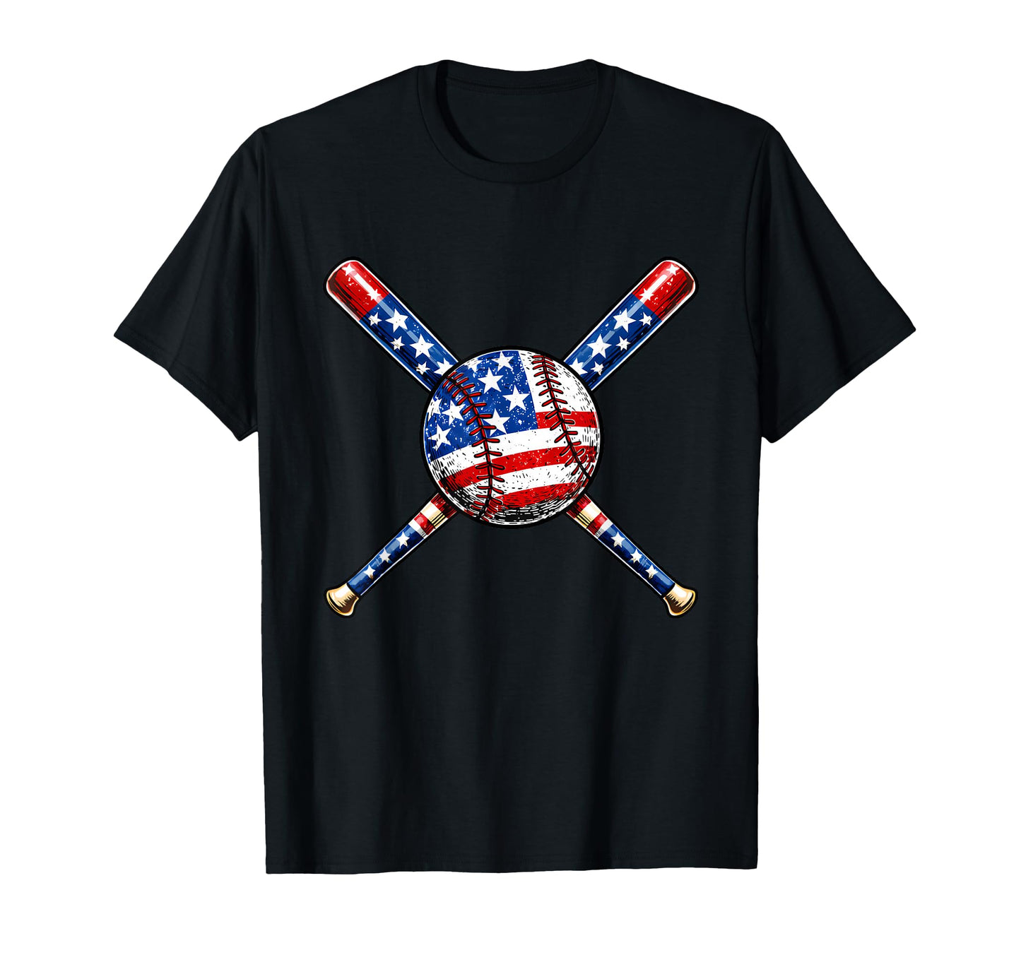 American Baseball Flag Patriotic 4Th July T-Shirt - Custom Art Print Unisex - T-Shirt, Sweatshirt, Hoodie