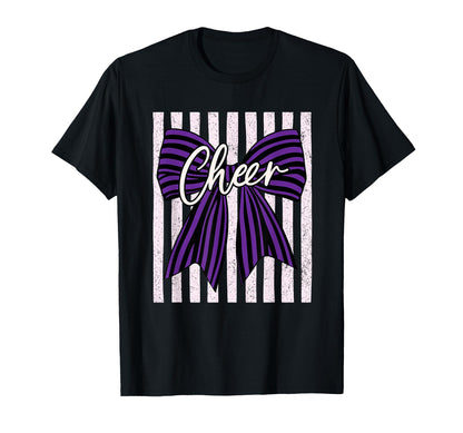 Coquette Preppy Stripe Bow Cheer T-Shirt - Fun Novelty Design for Adults - T-Shirt, Sweatshirt, Hoodie