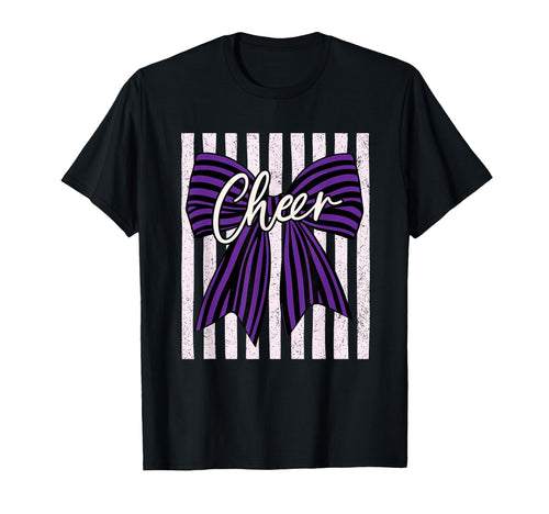 Coquette Preppy Stripe Bow Cheer T-Shirt - Fun Novelty Design for Adults - T-Shirt, Sweatshirt, Hoodie