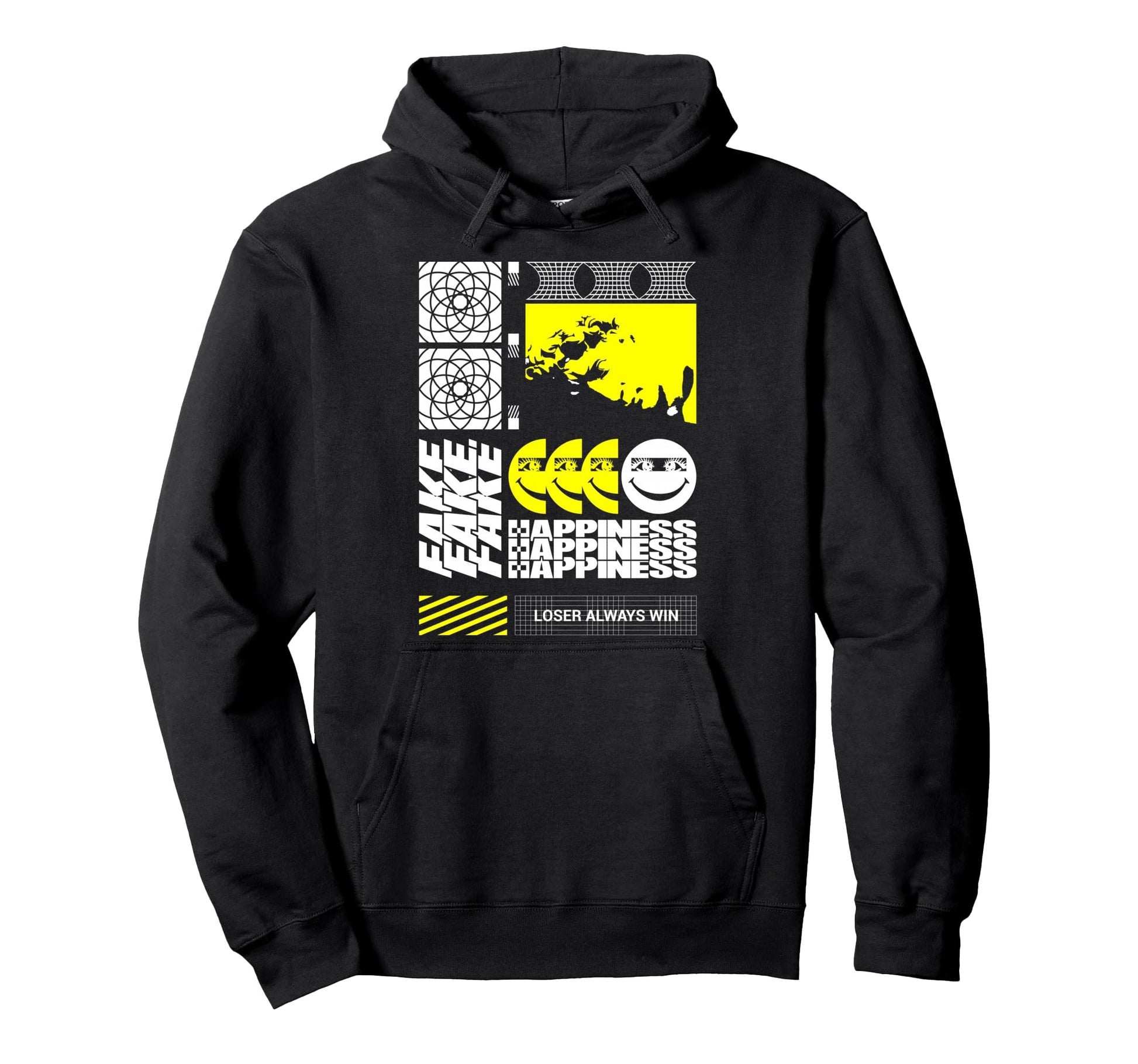 Fake Happiness Sad Aesthetic Edgy Hoodie - Fun Novelty Design for Adults - T-Shirt, Sweatshirt, Hoodie