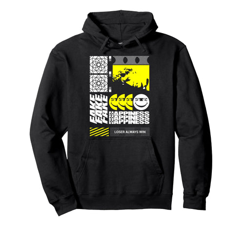 Fake Happiness Sad Aesthetic Edgy Hoodie - Fun Novelty Design for Adults - T-Shirt, Sweatshirt, Hoodie