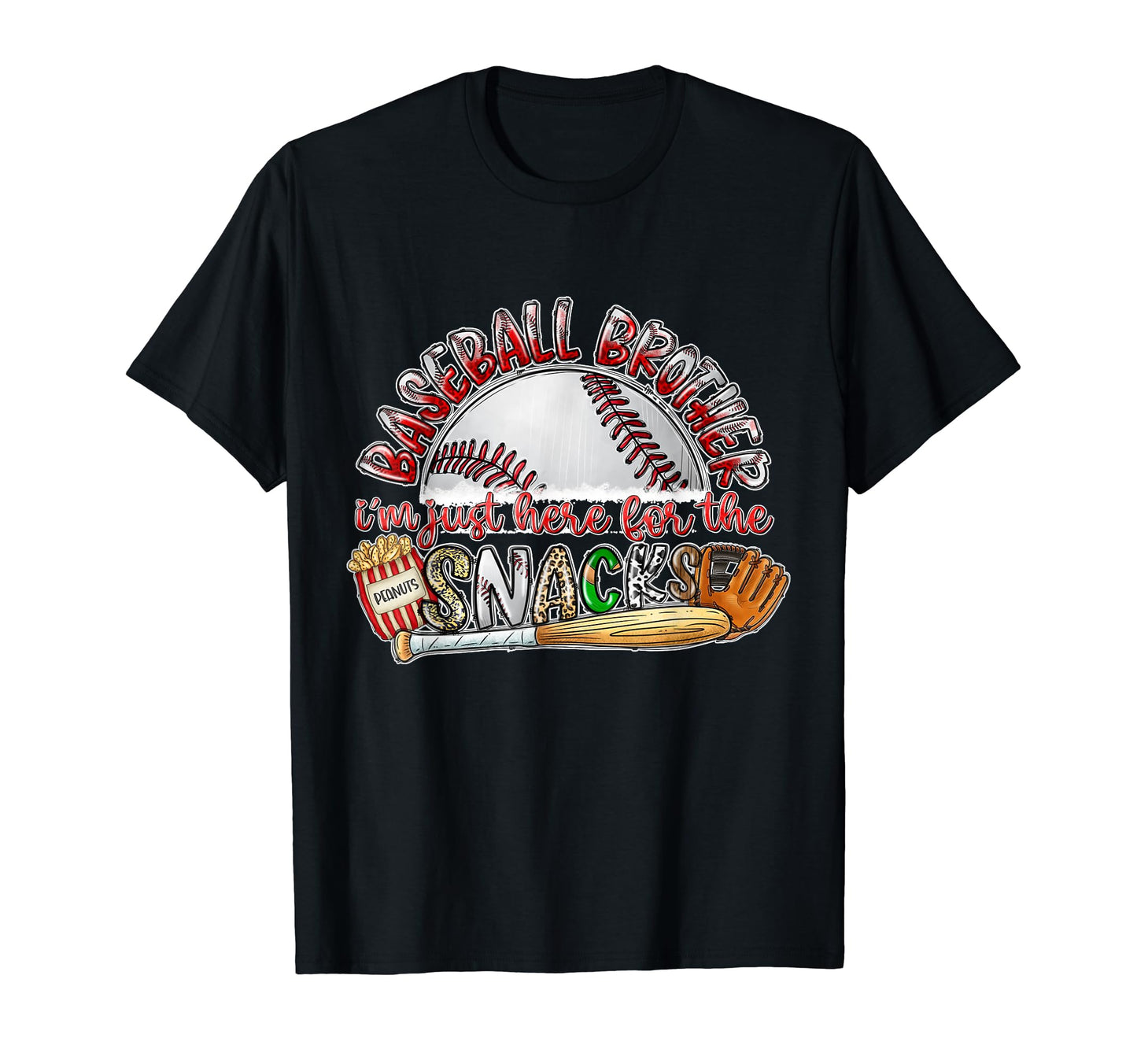Baseball Brother Im Just Here Snacks T-Shirt - Trendy Graphic for Adults - T-Shirt, Sweatshirt, Hoodie
