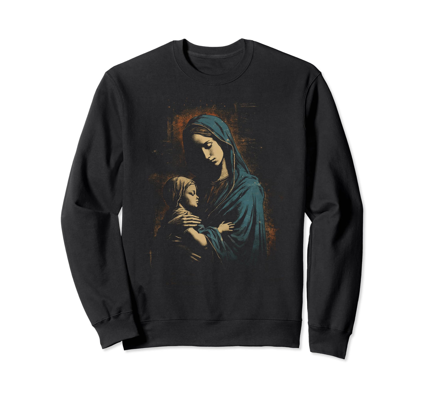 Mary Jesus Distressed 90S Goth Grunge Sweatshirt - Streetwear Style Unisex - T-Shirt, Sweatshirt, Hoodie