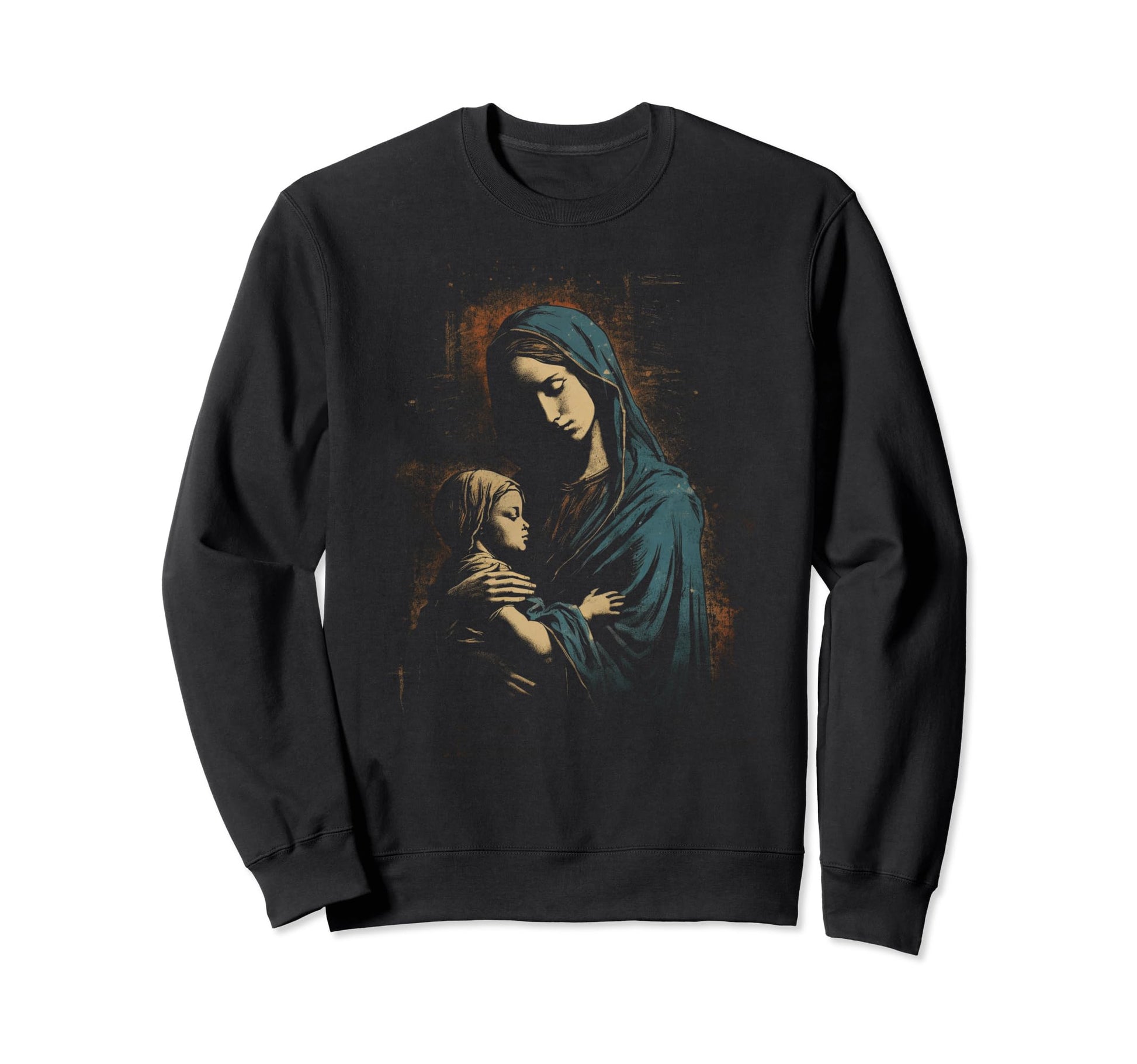 Mary Jesus Distressed 90S Goth Grunge Sweatshirt - Streetwear Style Unisex - T-Shirt, Sweatshirt, Hoodie