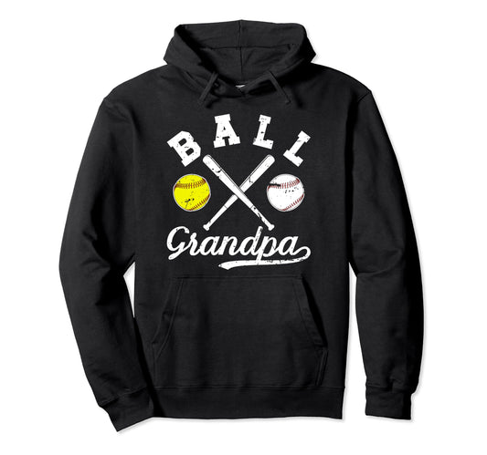 Ball Grandpa Softball Baseball Grandpa Hoodie - Novelty Apparel for Adults - T-Shirt, Sweatshirt, Hoodie