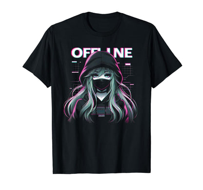Offline Anime Facemask Vaporwave T-Shirt - Graphic Print for Adults - T-Shirt, Sweatshirt, Hoodie