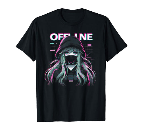 Offline Anime Facemask Vaporwave T-Shirt - Graphic Print for Adults - T-Shirt, Sweatshirt, Hoodie