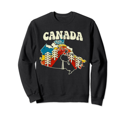 Canada Canadian Country Rainbow 70S Sweatshirt - Fun Novelty Design Unisex - T-Shirt, Sweatshirt, Hoodie