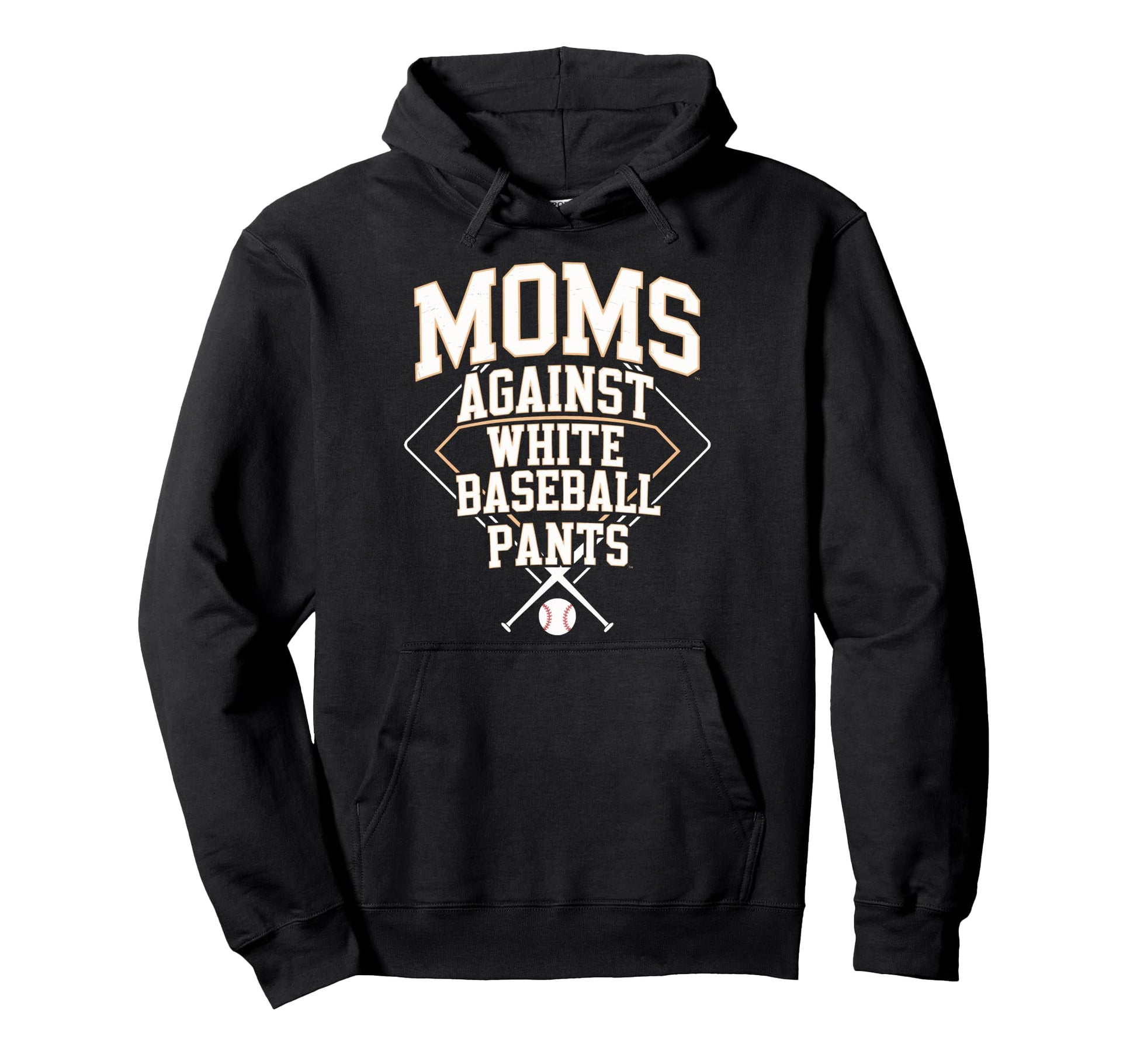 Baseball Moms Against White Hoodie - Casual Everyday Wear Men Women - T-Shirt, Sweatshirt, Hoodie