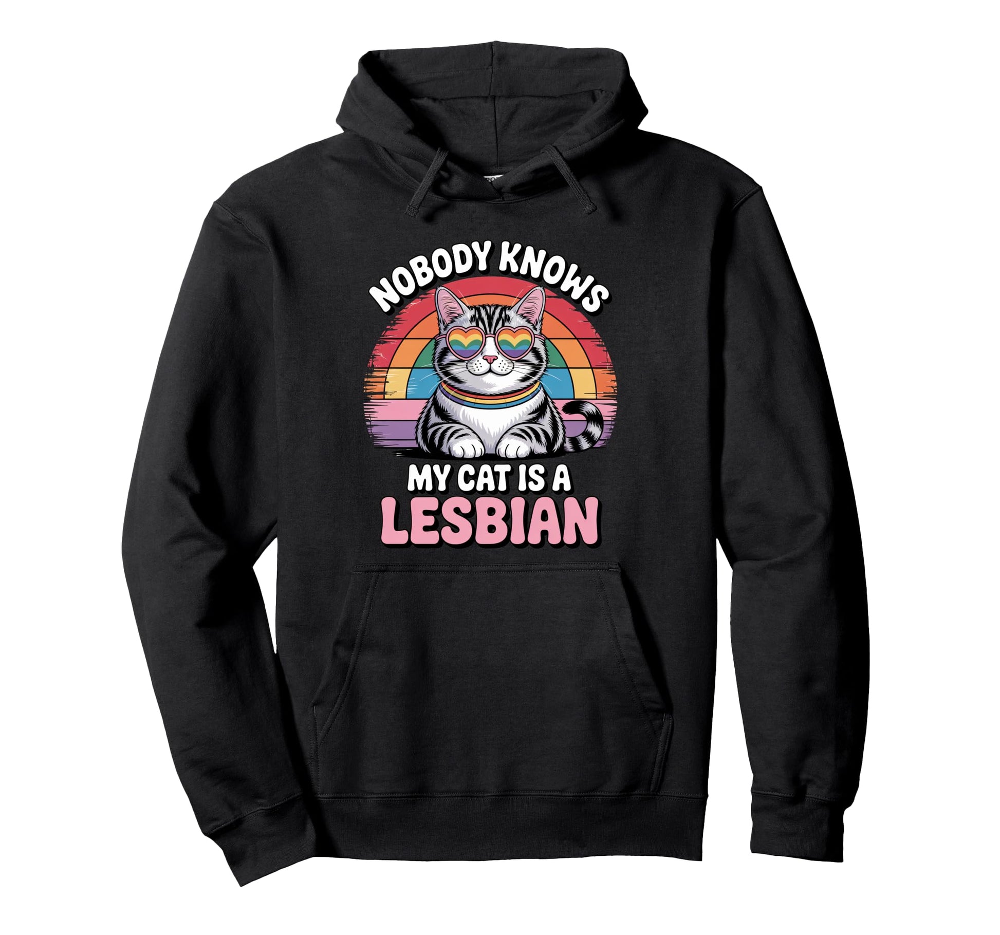 Funny Lesbian Cat Pride Lgbtq Rainbow Hoodie - Fun Novelty Design Unisex - T-Shirt, Sweatshirt, Hoodie