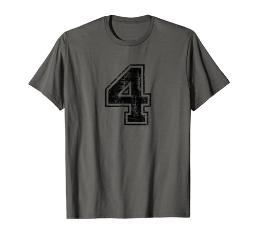 Number 4 Four Varsity Distressed T-Shirt - Casual Everyday Wear Men Women - T-Shirt, Sweatshirt, Hoodie