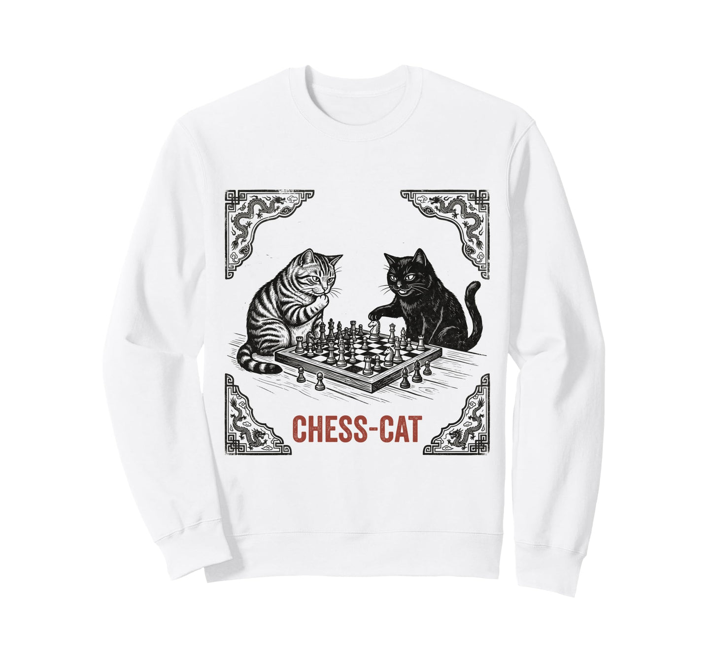 Chess Cat Funny Strategic Board Game Sweatshirt - Trendy Graphic Unisex - T-Shirt, Sweatshirt, Hoodie