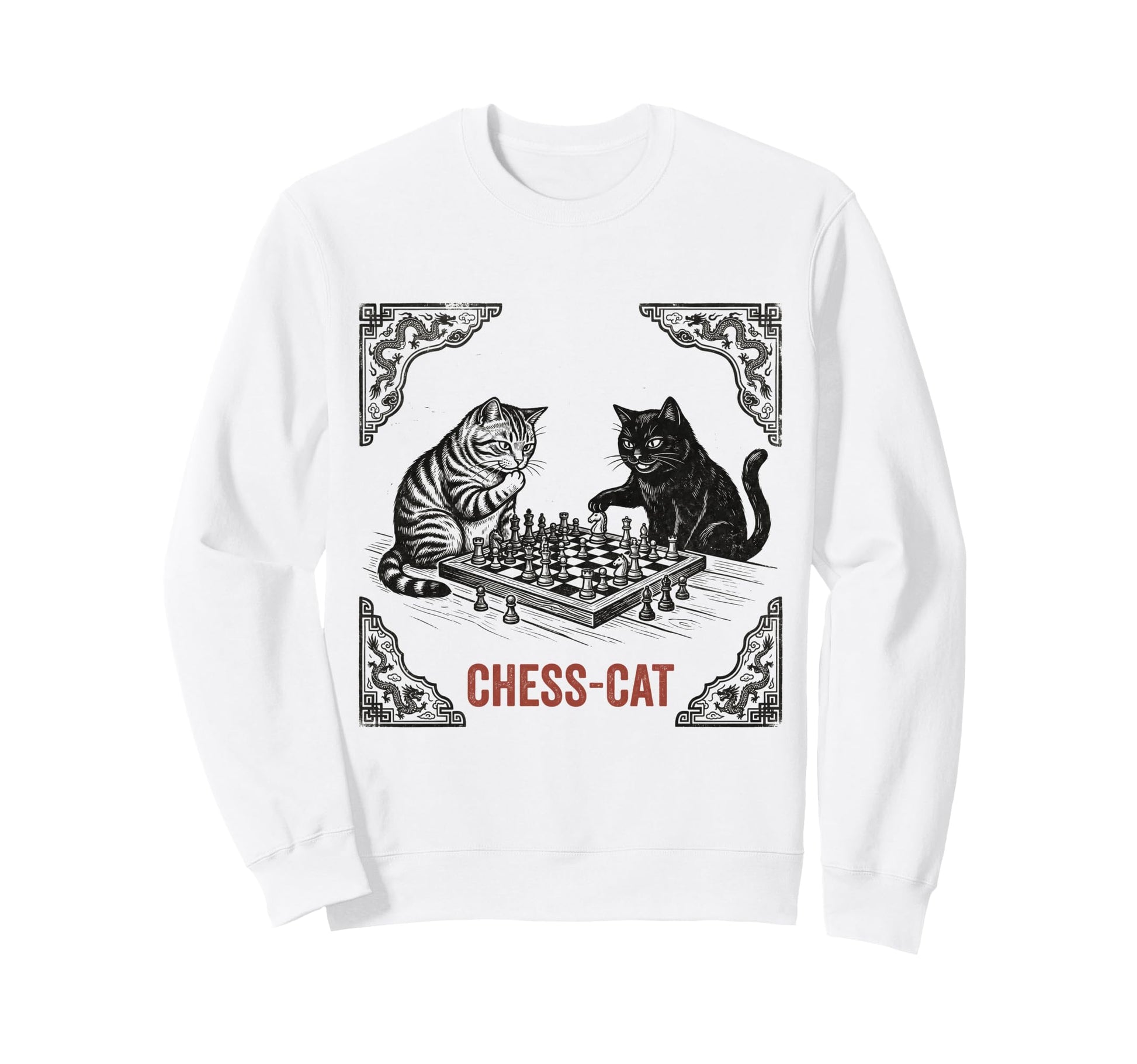 Chess Cat Funny Strategic Board Game Sweatshirt - Trendy Graphic Unisex - T-Shirt, Sweatshirt, Hoodie